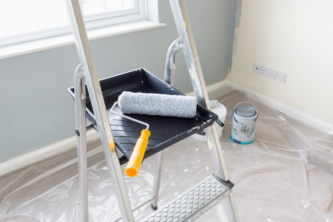 Painting Equipment On Ladder